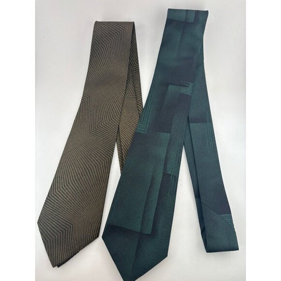 LOT OF 2 Dolce & Gabbana Made in Italy Men's Silk Ties Green Abstract & Stripes - Picture 4 of 8